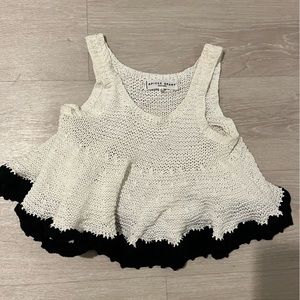 Apiece apart white knit ruffle top